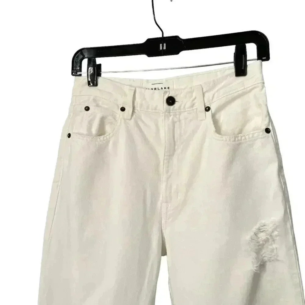 SLVRLAKE London Straight Jeans White Destroyed size 26 - Picture 4 of 12